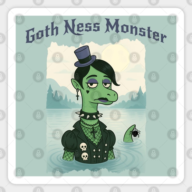 Goth Ness Monster, funny interpretation of a Gothic Nessie Magnet by Luxinda